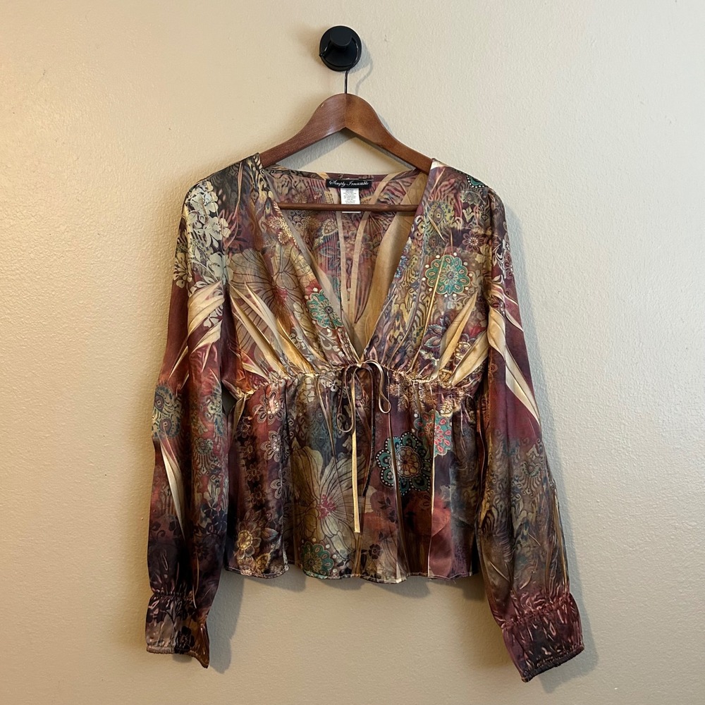 Simply Irresistible Boho Print Peasant Top Y2K Indie Fairy Grunge